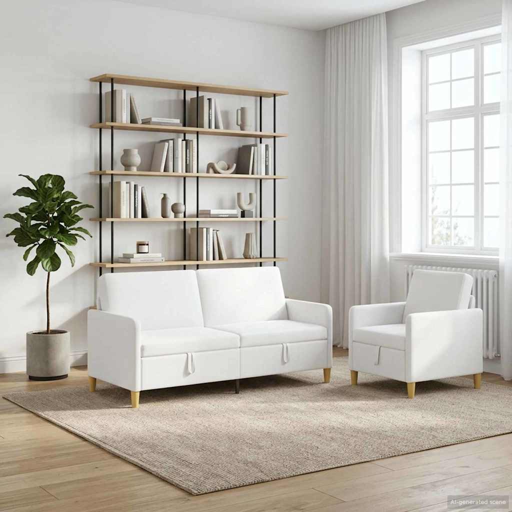 vidaXL Bankenset met opbergruimte 2 pcs Lichtgrijs Polyester
