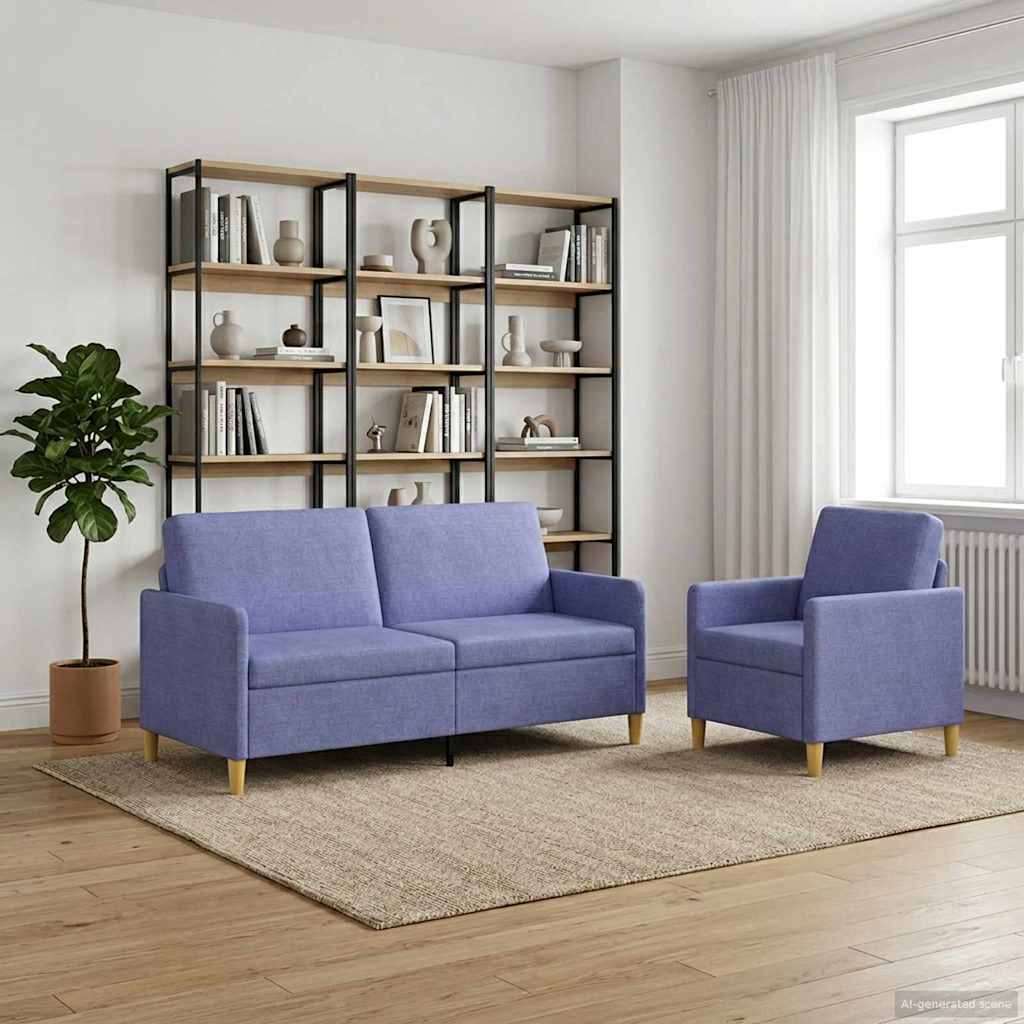 vidaXL Bankenset met opbergruimte 2 pcs Lichtgrijs Polyester