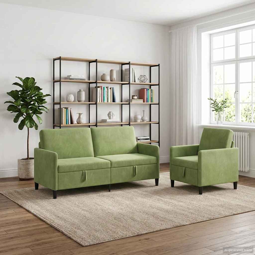 vidaXL Bankenset met opbergruimte 2 st Lichtgrijs Polyester