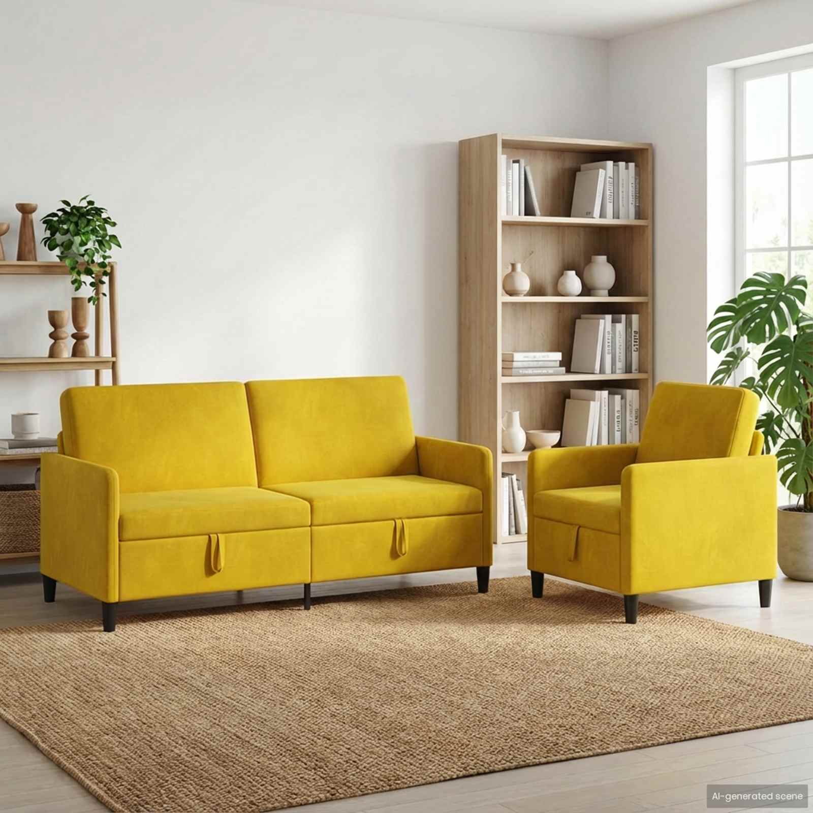 vidaXL Bankenset met opbergruimte 2 st Lichtgrijs Polyester