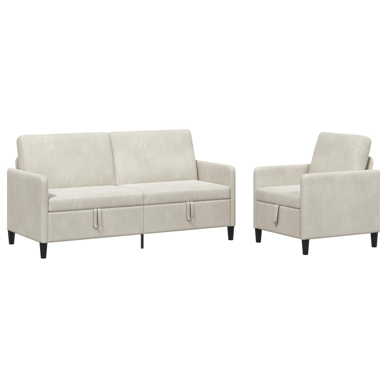 vidaXL Bankenset met opbergruimte 2 st Lichtgrijs Polyester