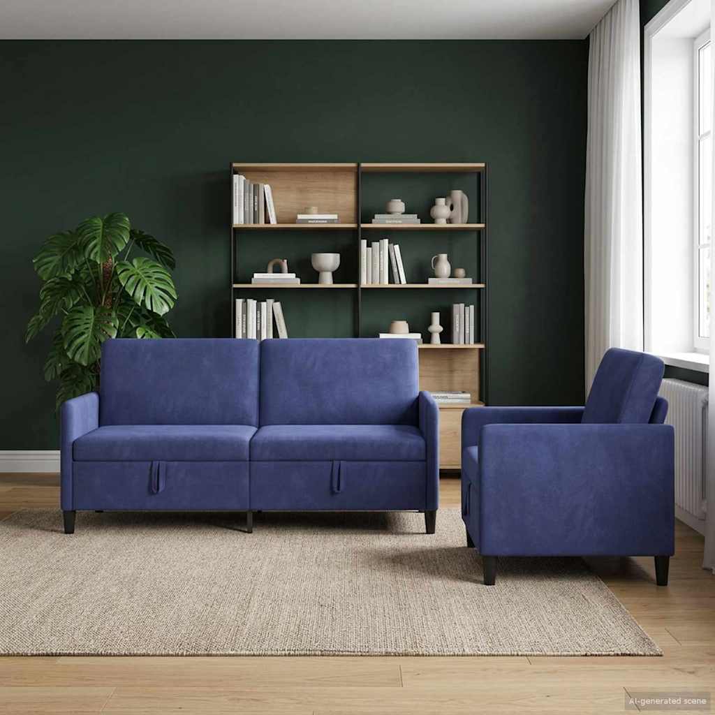 vidaXL Bankenset met opbergruimte 2 st Lichtgrijs Polyester
