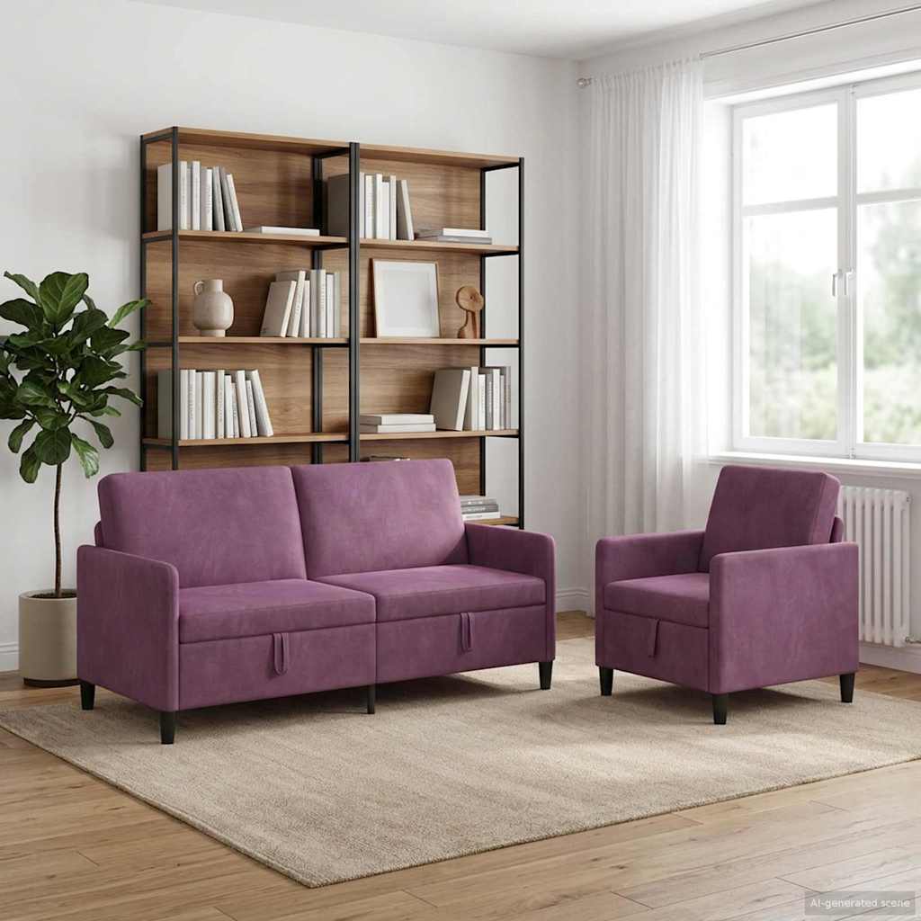 vidaXL Bankenset met opbergruimte 2 st Lichtgrijs Polyester