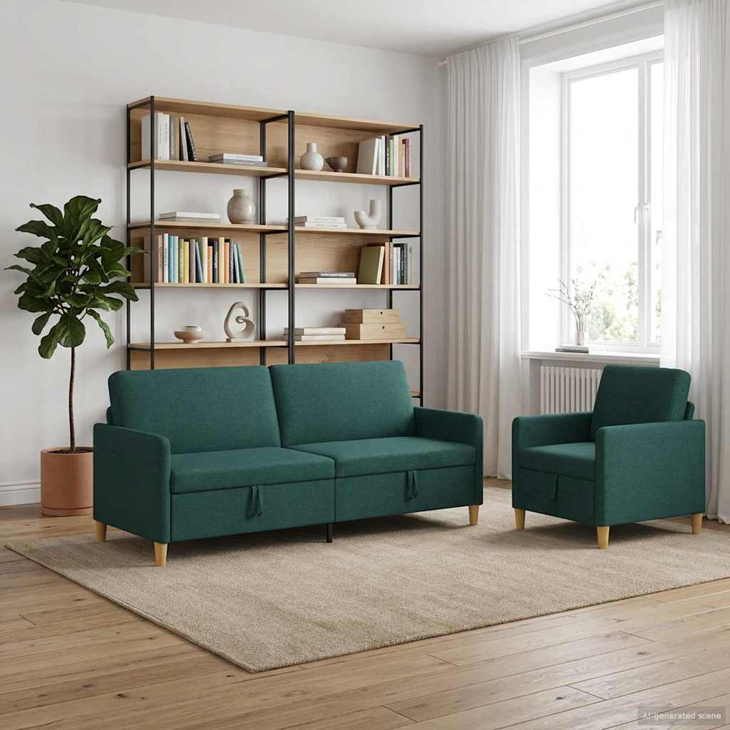 vidaXL Bankenset met opbergruimte 2 pcs Lichtgrijs Polyester