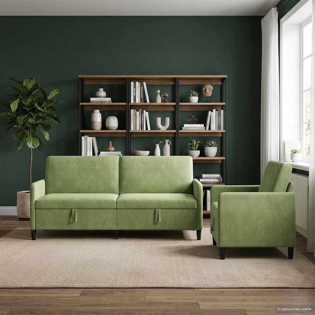 vidaXL Bankenset met opbergruimte 2 st Lichtgrijs Polyester