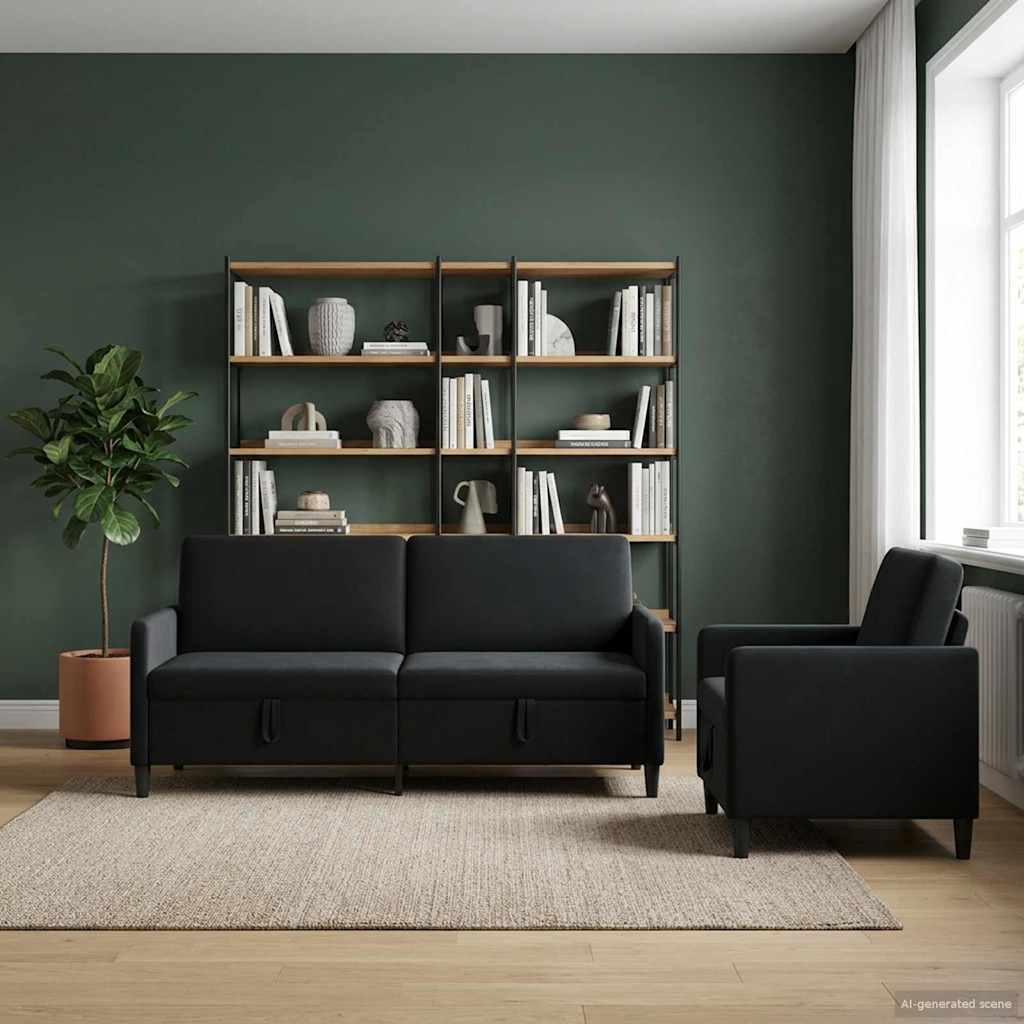 vidaXL Bankenset met opbergruimte 2 st Lichtgrijs Polyester