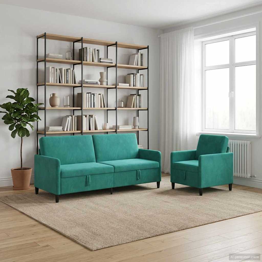 vidaXL Bankenset met opbergruimte 2 st Lichtgrijs Polyester
