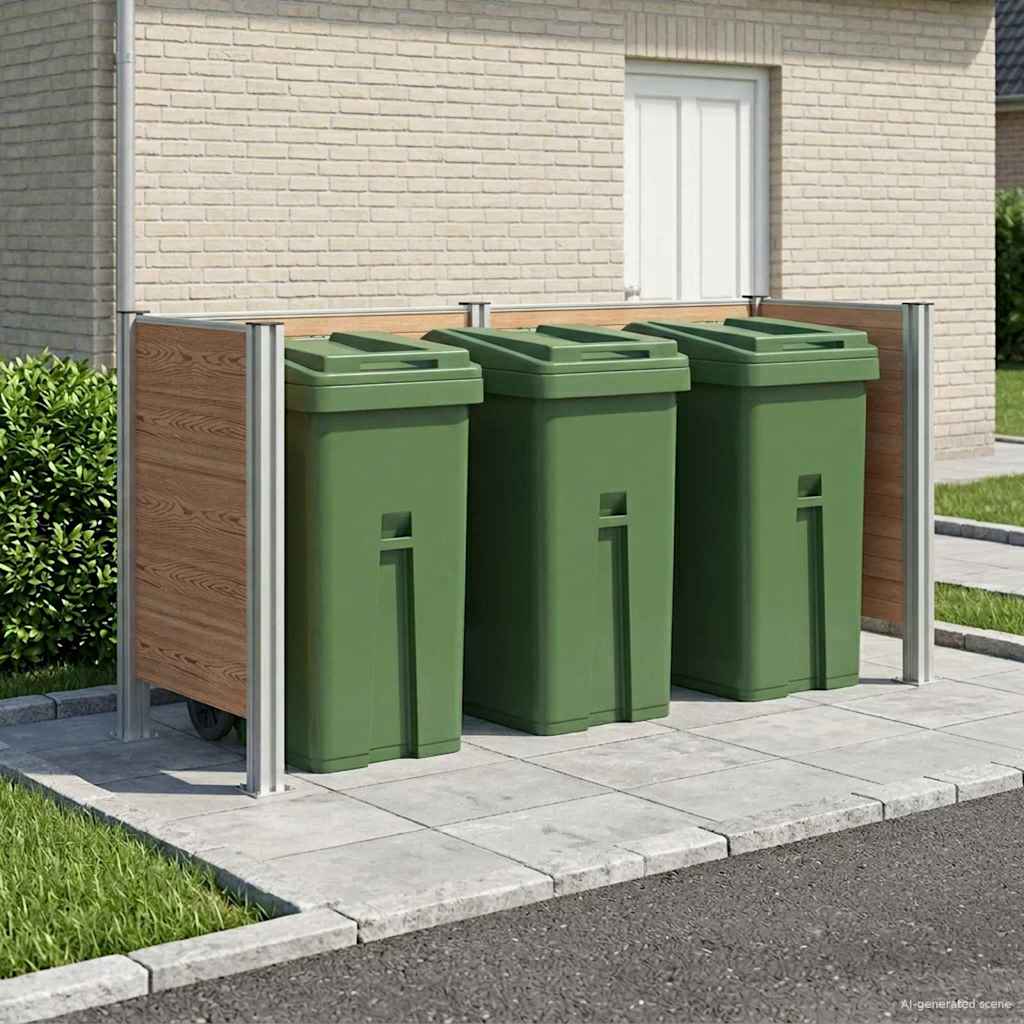 vidaXL Afvalbak Schutting Bruin 161 x 85 x 115 cm Aluminium en WPC
