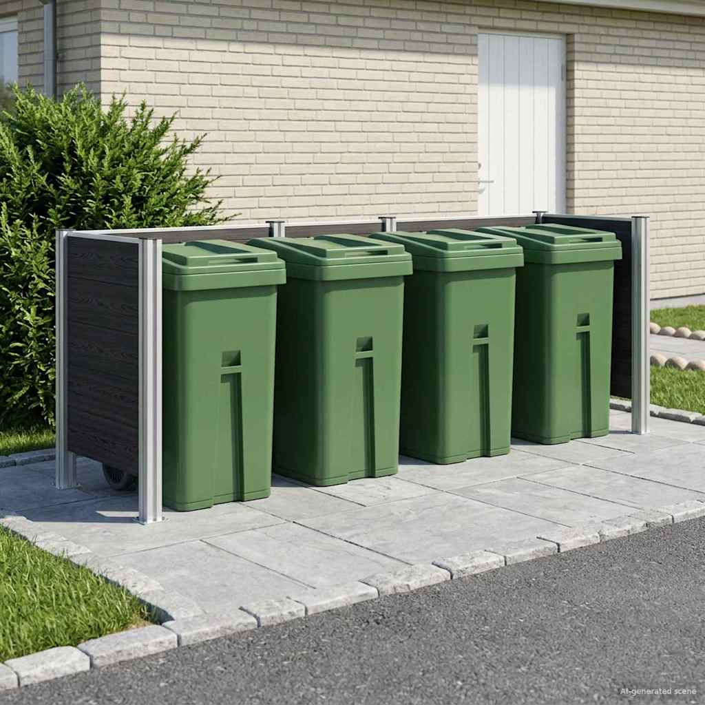 vidaXL Afvalbak Schutting Bruin 161 x 85 x 115 cm Aluminium en WPC