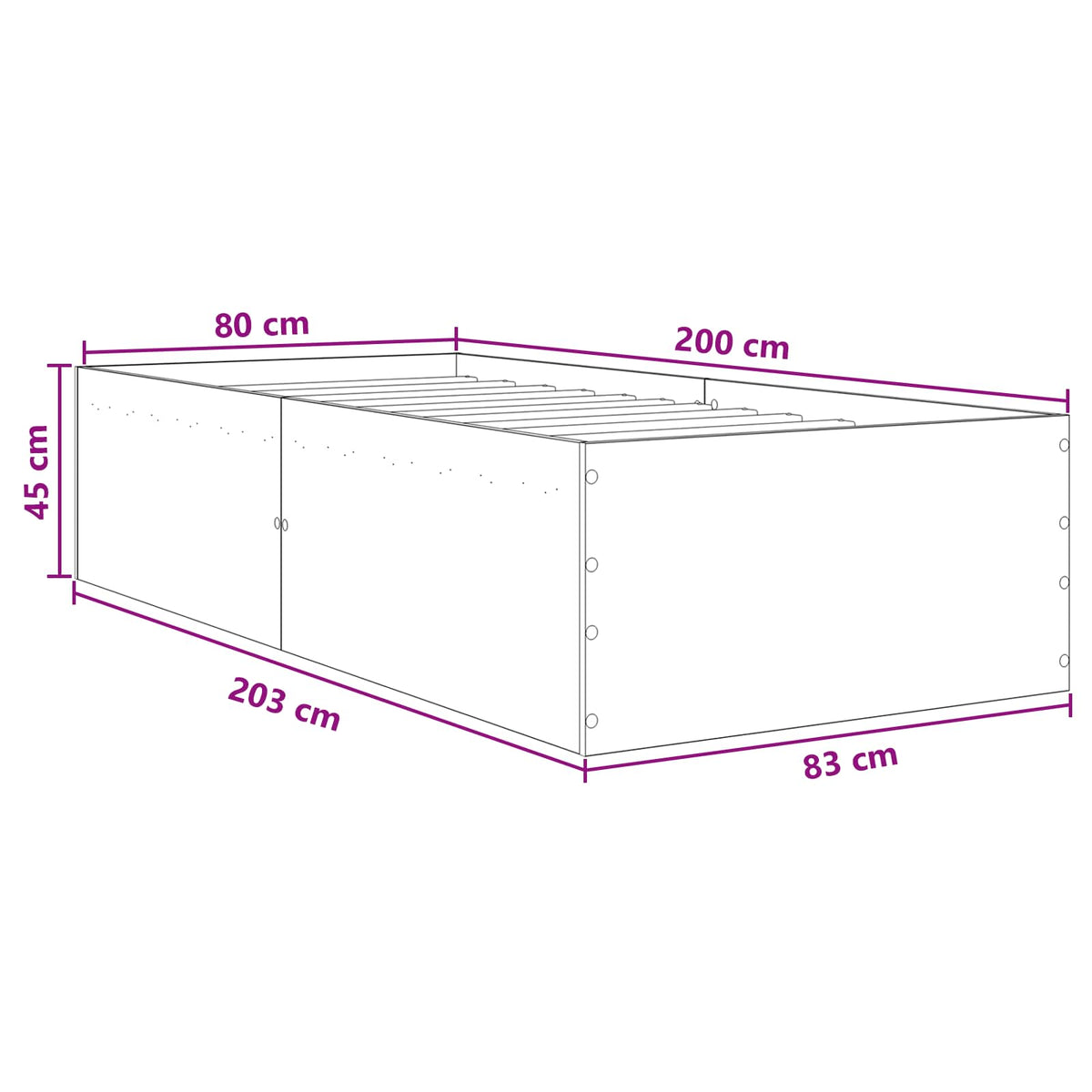 vidaXL Bedframe bewerkt hout grijs sonoma eikenkleurig 160x200 cm