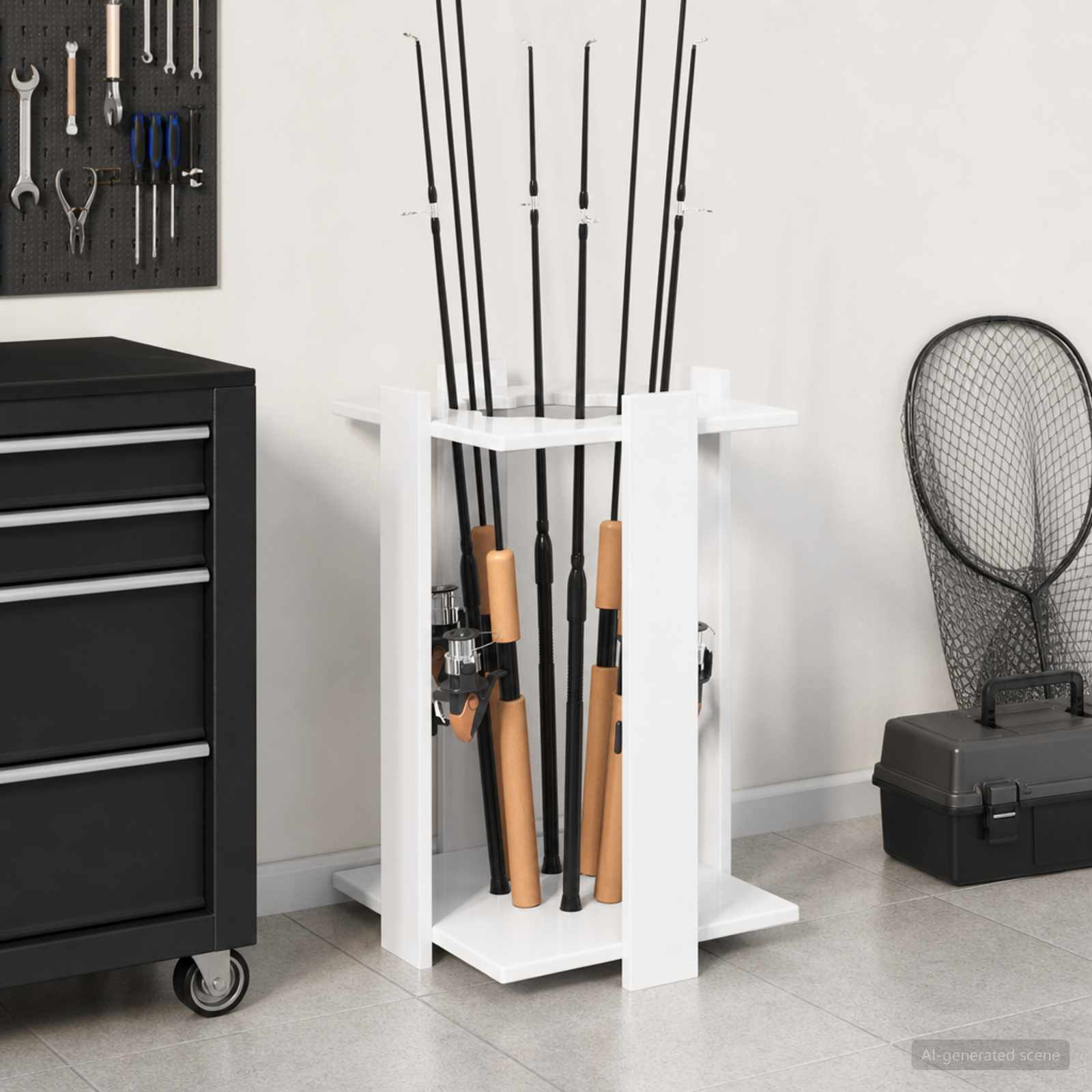 vidaXL Biljartkeu standaard Bewerkt hout 42 x 43 x 60 cm Wit
