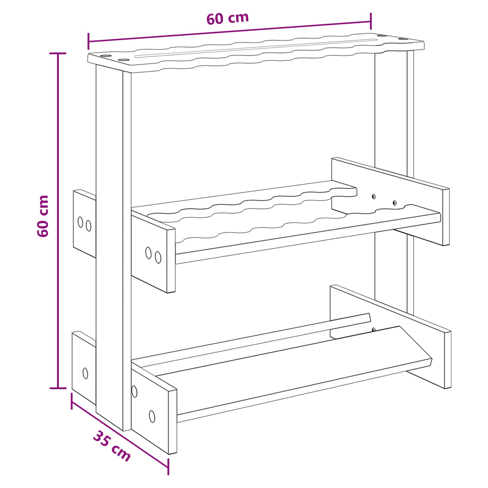 vidaXL Biljartkeu standaard Bewerkt hout 60 x 35 x 60 cm Wit