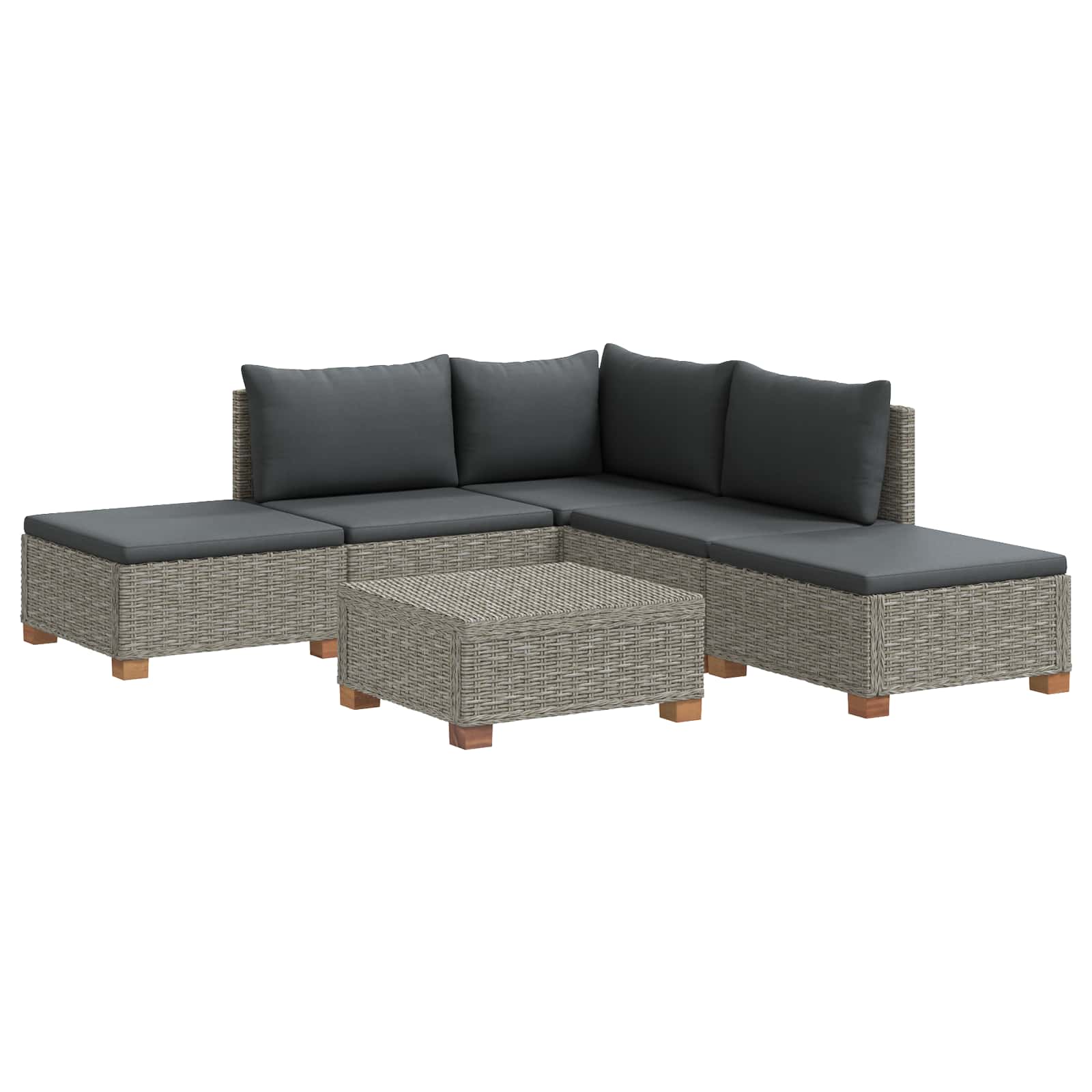 vidaXL 6 st Rieten Loungeset met Kussens GENDT Natuurlijk rattan