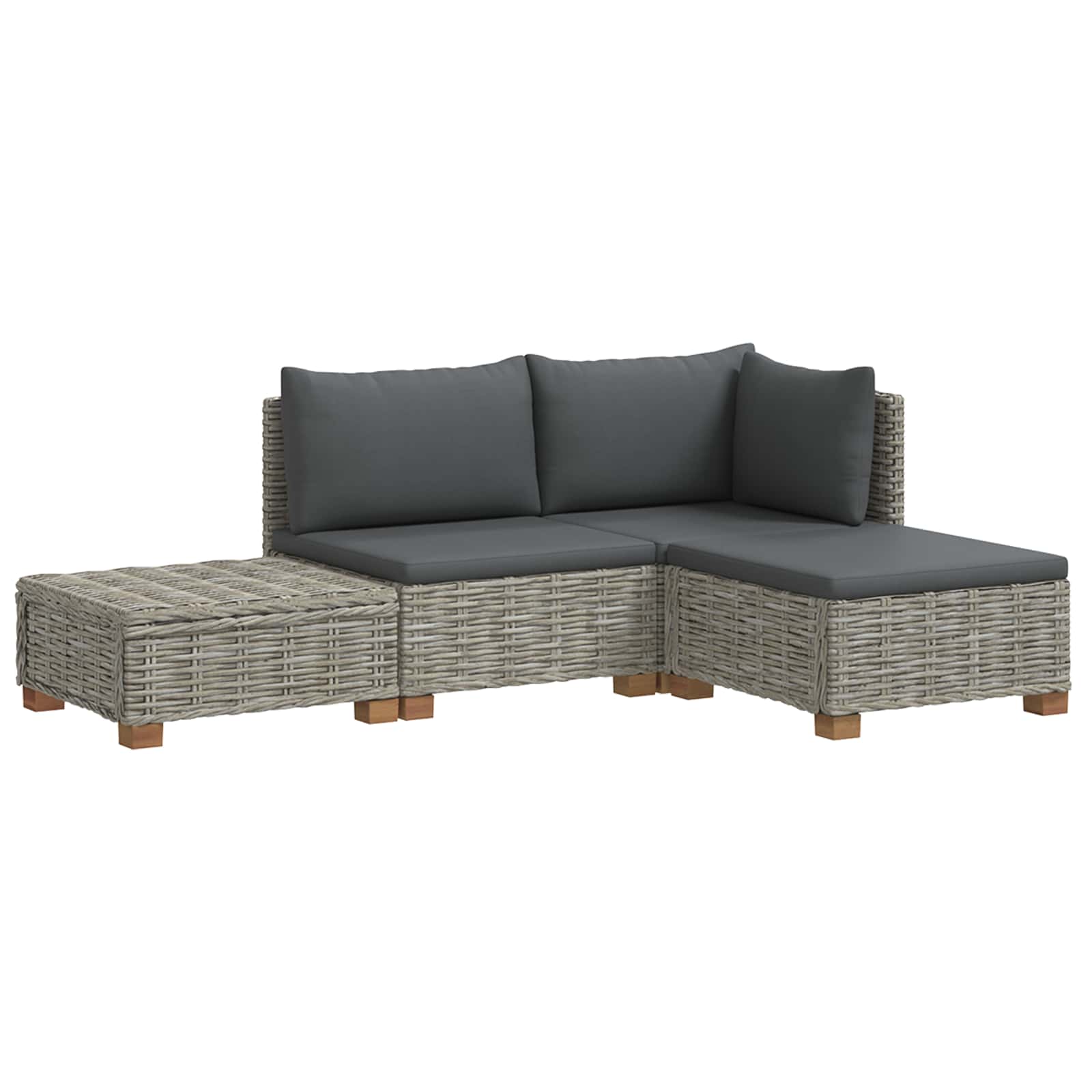 vidaXL 4 st Rieten Loungeset met Kussens GENDT Natuurlijk rattan