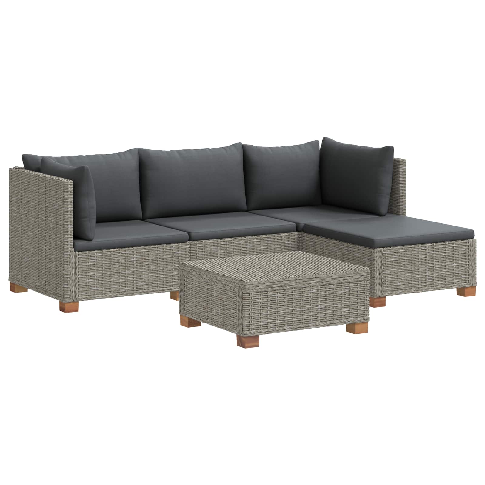 vidaXL 5 st Rieten Loungeset met Kussens GENDT Natuurlijk rattan