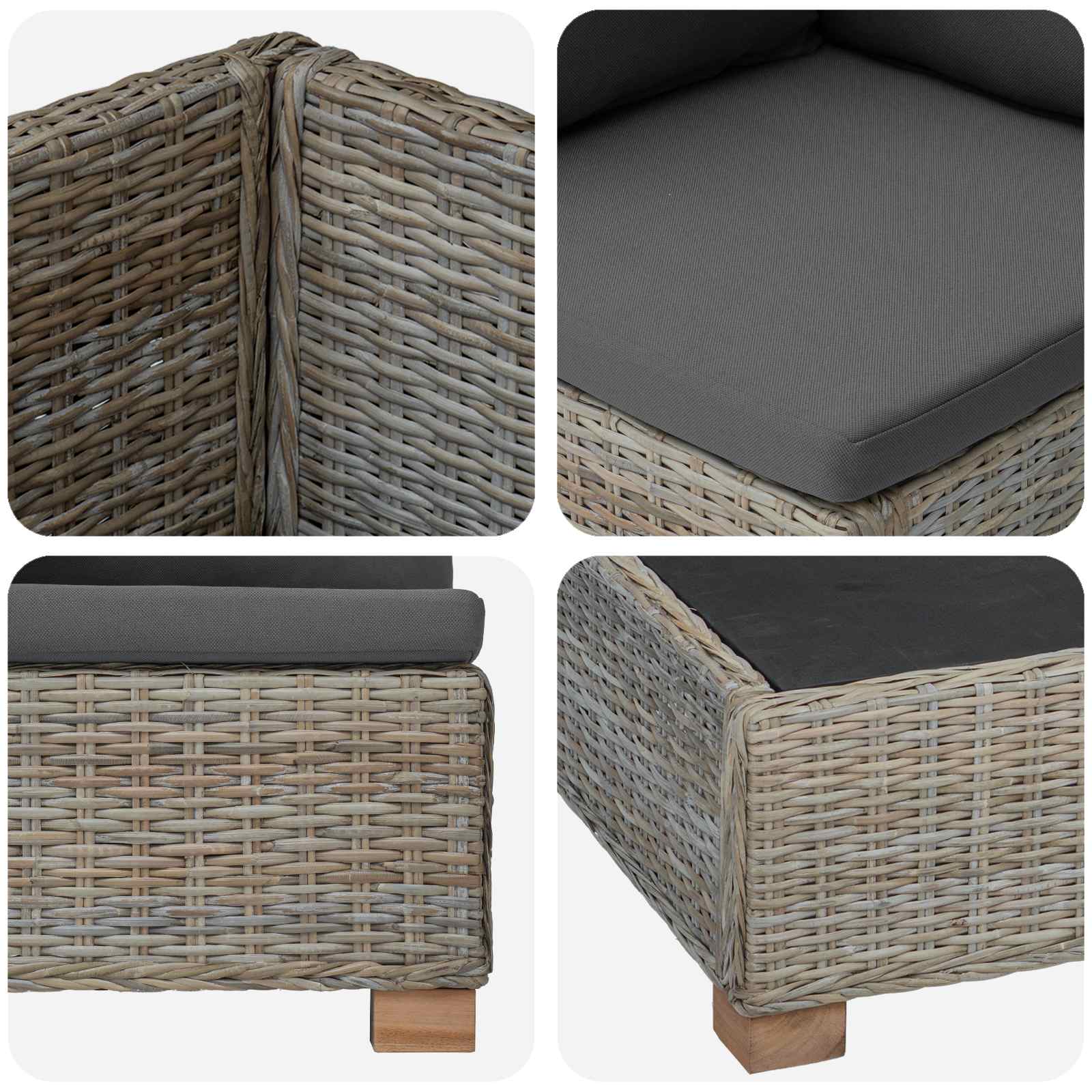 vidaXL 6 st Rieten Loungeset met Kussens GENDT Natuurlijk rattan