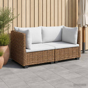 vidaXL 2 st Rieten Loungeset met Kussens GENDT Natuurlijk rattan