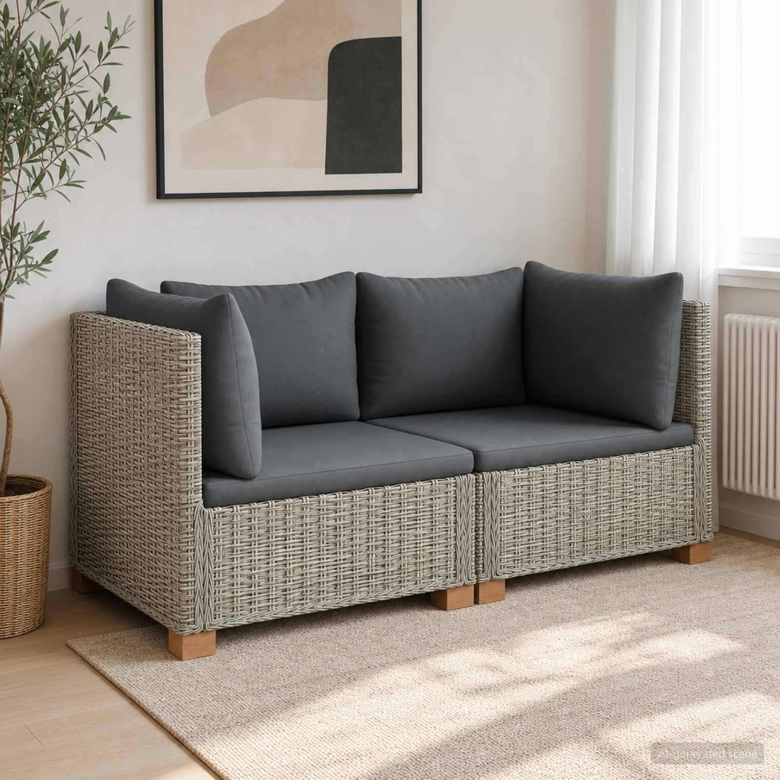 vidaXL 2 st Rieten Loungeset met Kussens GENDT Natuurlijk rattan