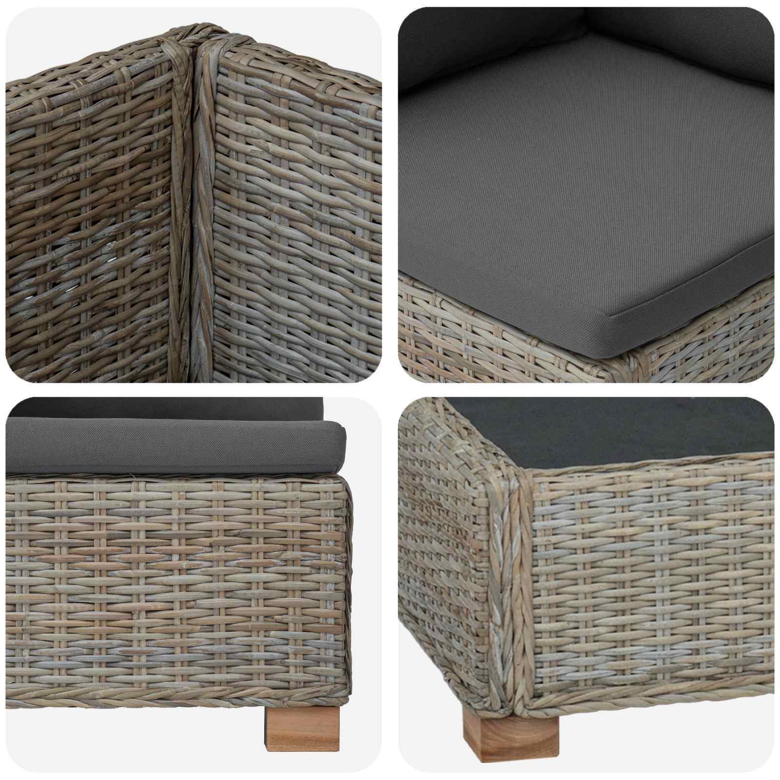 vidaXL 2 st Rieten Loungeset met Kussens GENDT Natuurlijk rattan