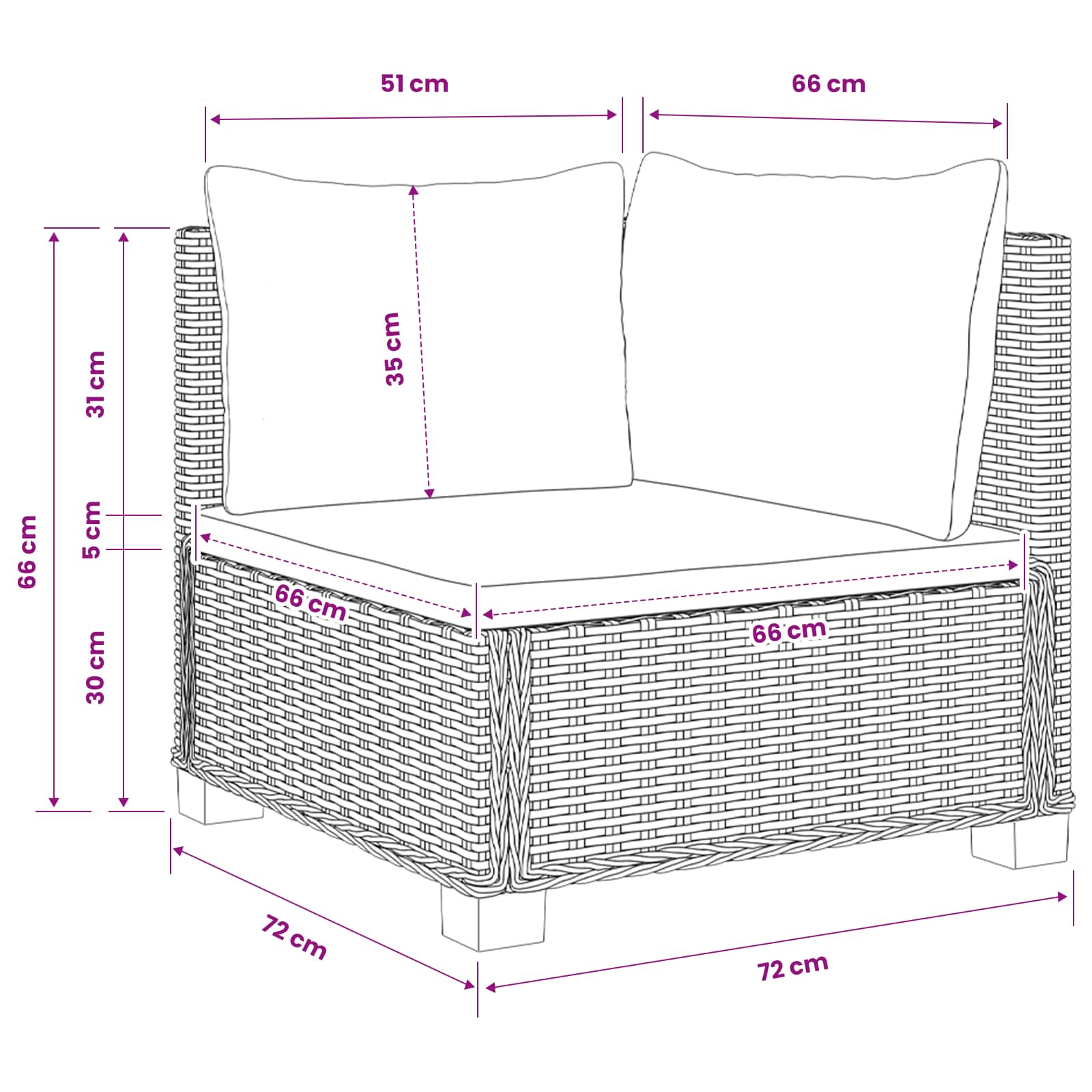 vidaXL 2 st Rieten Loungeset met Kussens GENDT Natuurlijk rattan