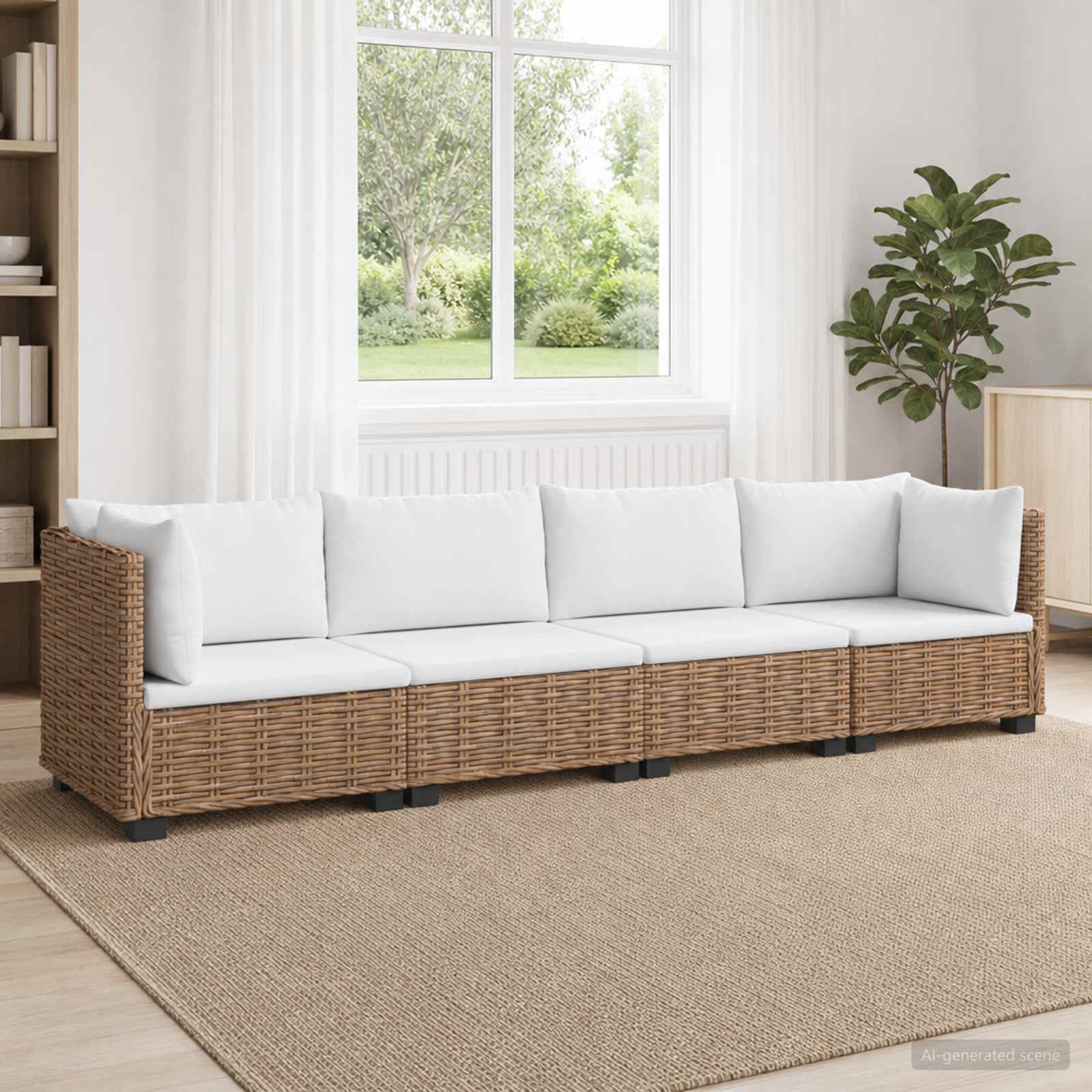 vidaXL 4 st Rieten Loungeset met Kussens GENDT Natuurlijk rattan