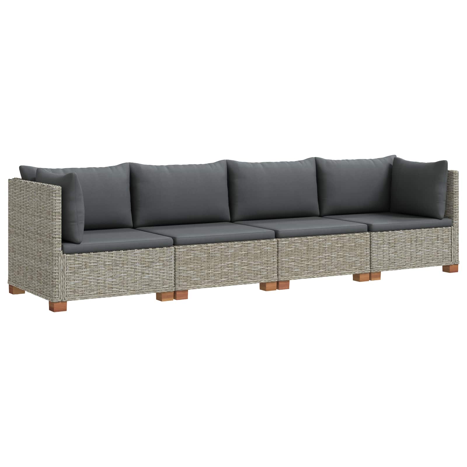 vidaXL 4 st Rieten Loungeset met Kussens GENDT Natuurlijk rattan