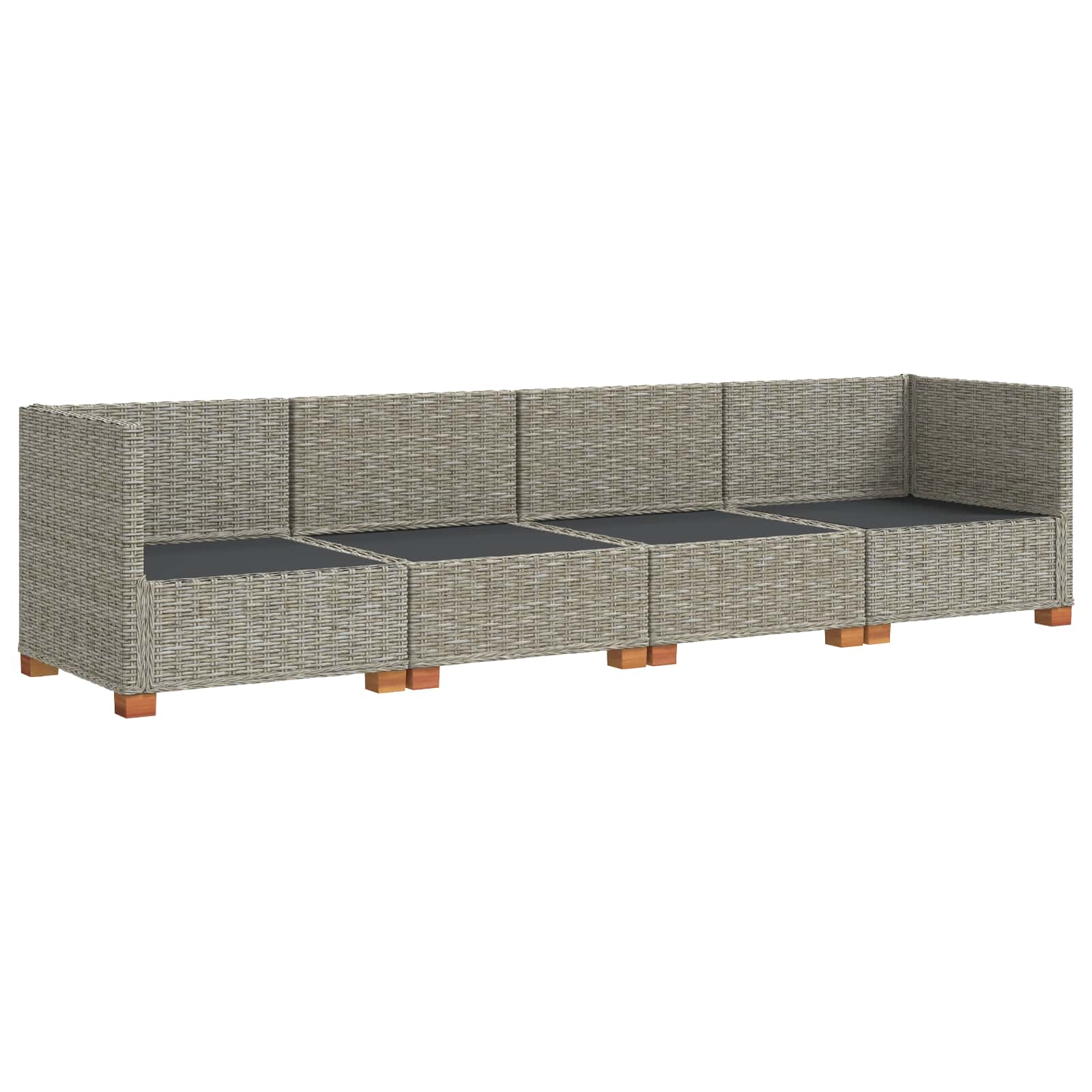 vidaXL 4 st Rieten Loungeset met Kussens GENDT Natuurlijk rattan