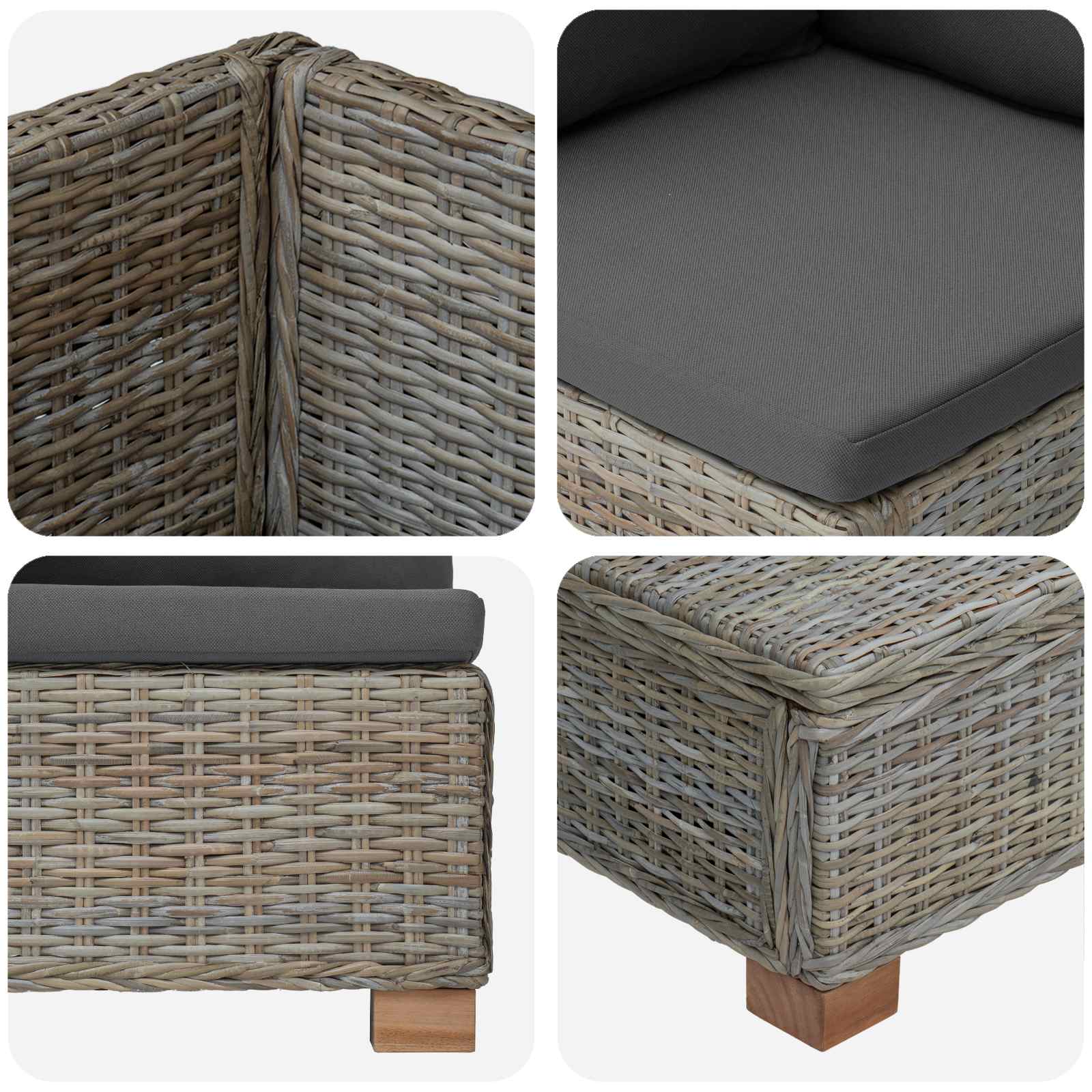 vidaXL 8 st Rieten Loungeset met Kussens GENDT Natuurlijk rattan