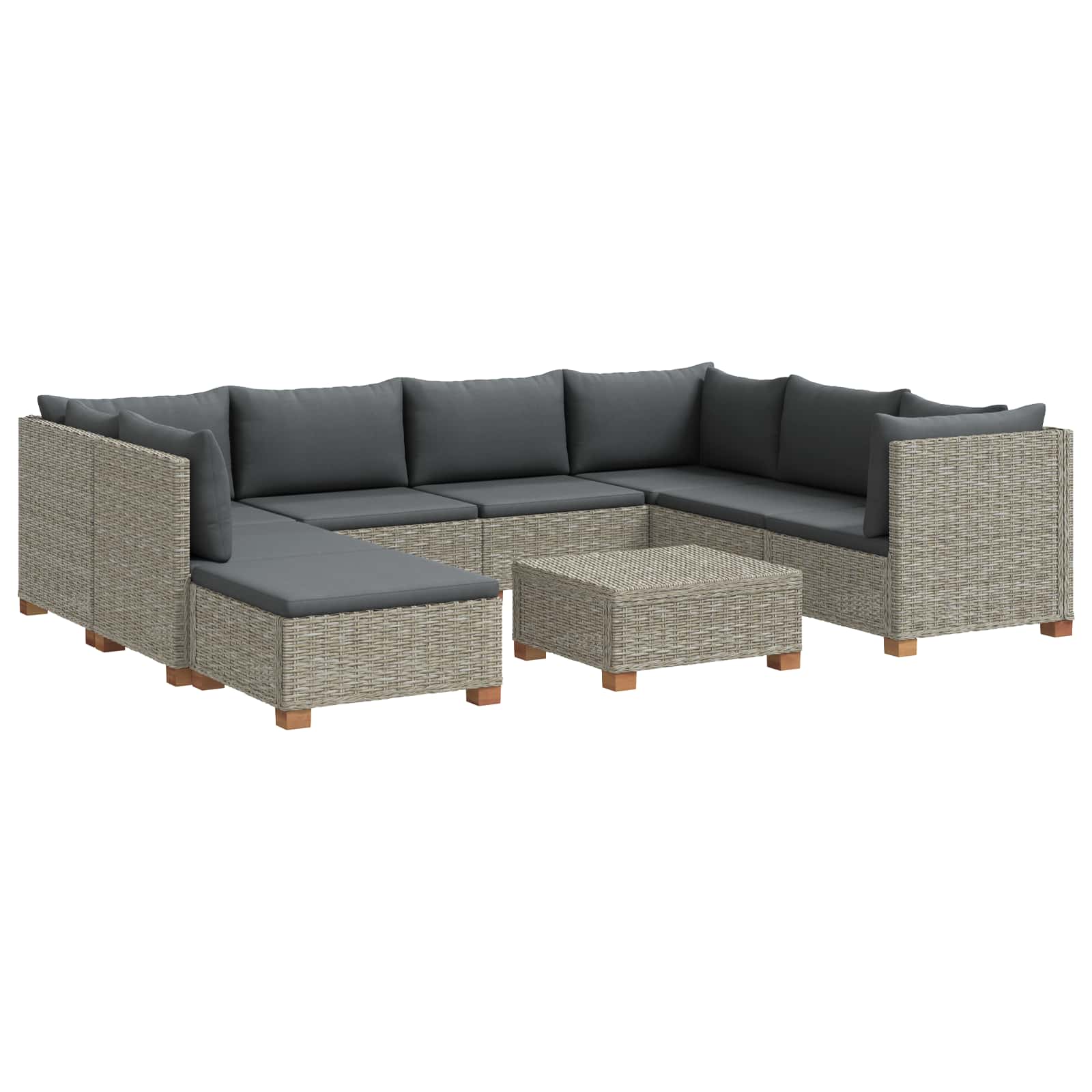 vidaXL 9 st Rieten Loungeset met Kussens GENDT Natuurlijk rattan