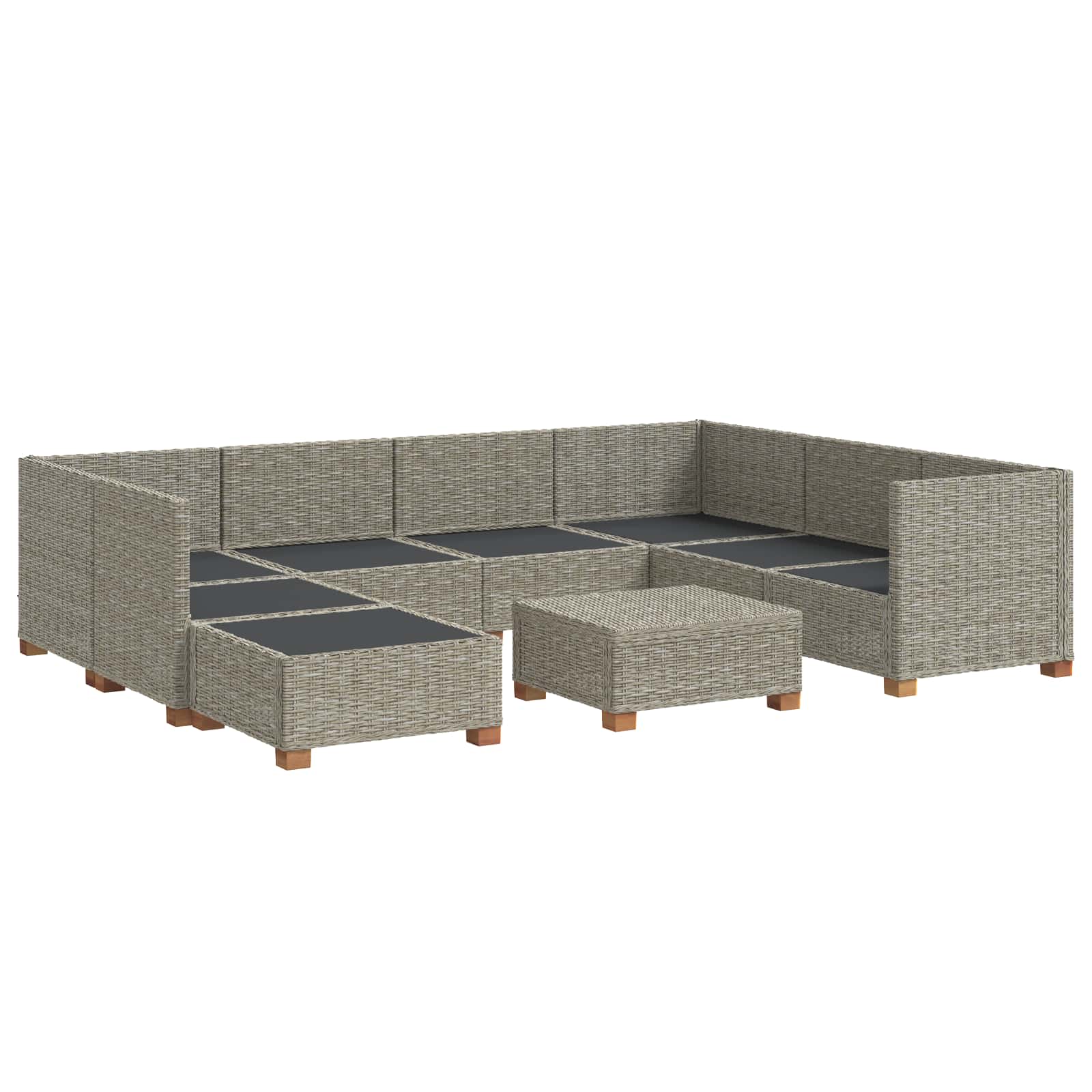 vidaXL 9 st Rieten Loungeset met Kussens GENDT Natuurlijk rattan