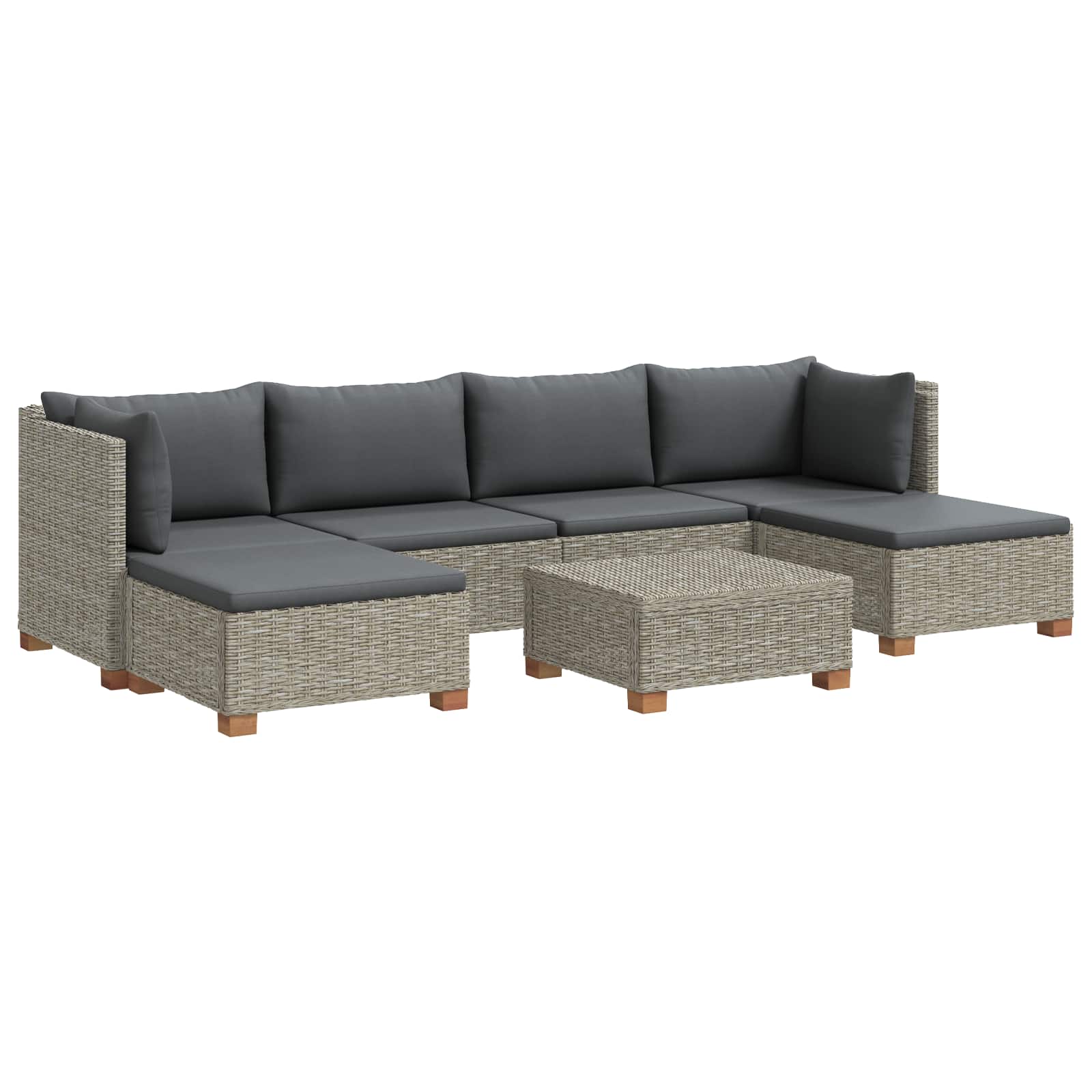 vidaXL 7 st Rieten Loungeset met Kussens GENDT Natuurlijk rattan