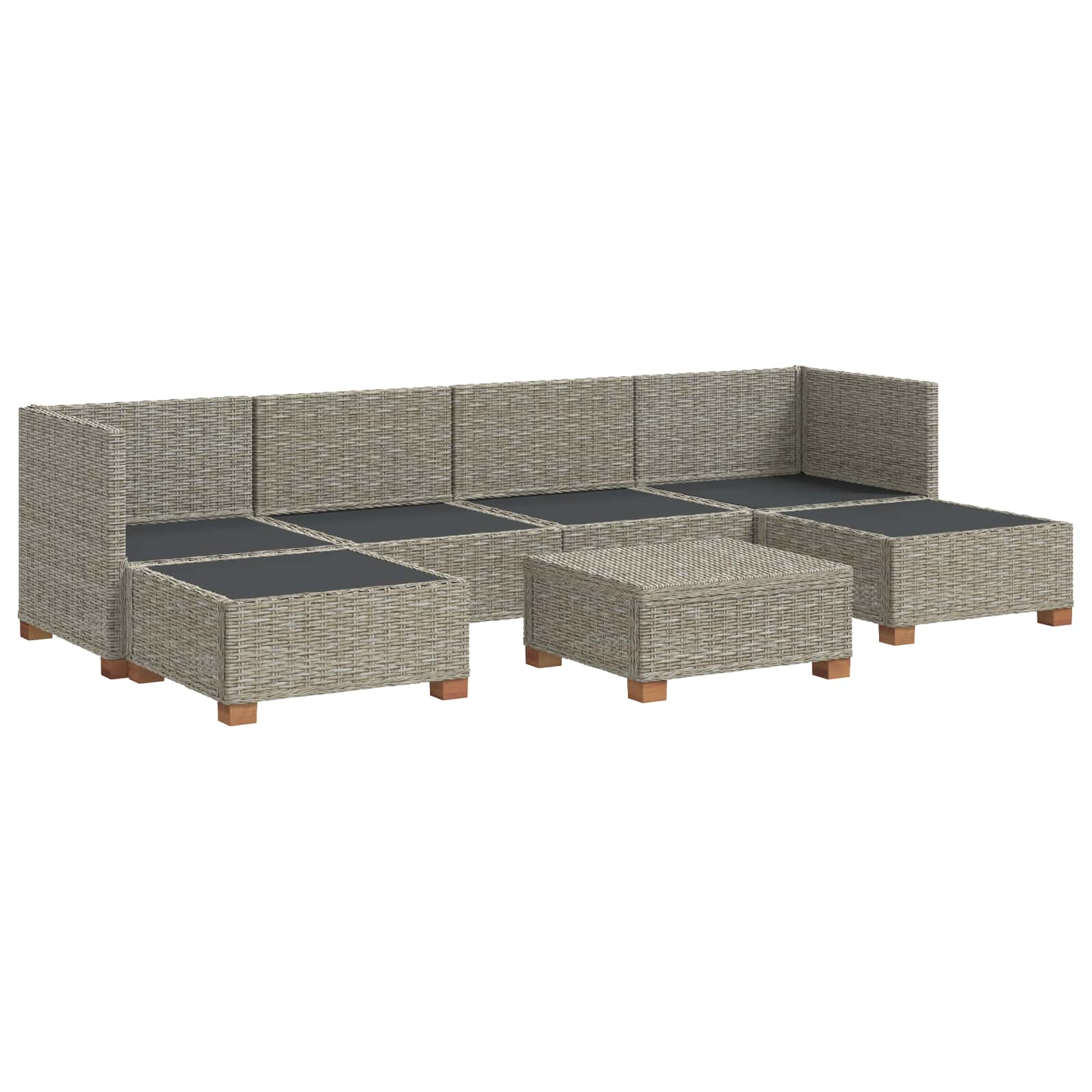 vidaXL 7 st Rieten Loungeset met Kussens GENDT Natuurlijk rattan