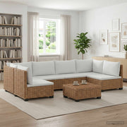 vidaXL 7 st Rieten Loungeset met Kussens GENDT Natuurlijk rattan