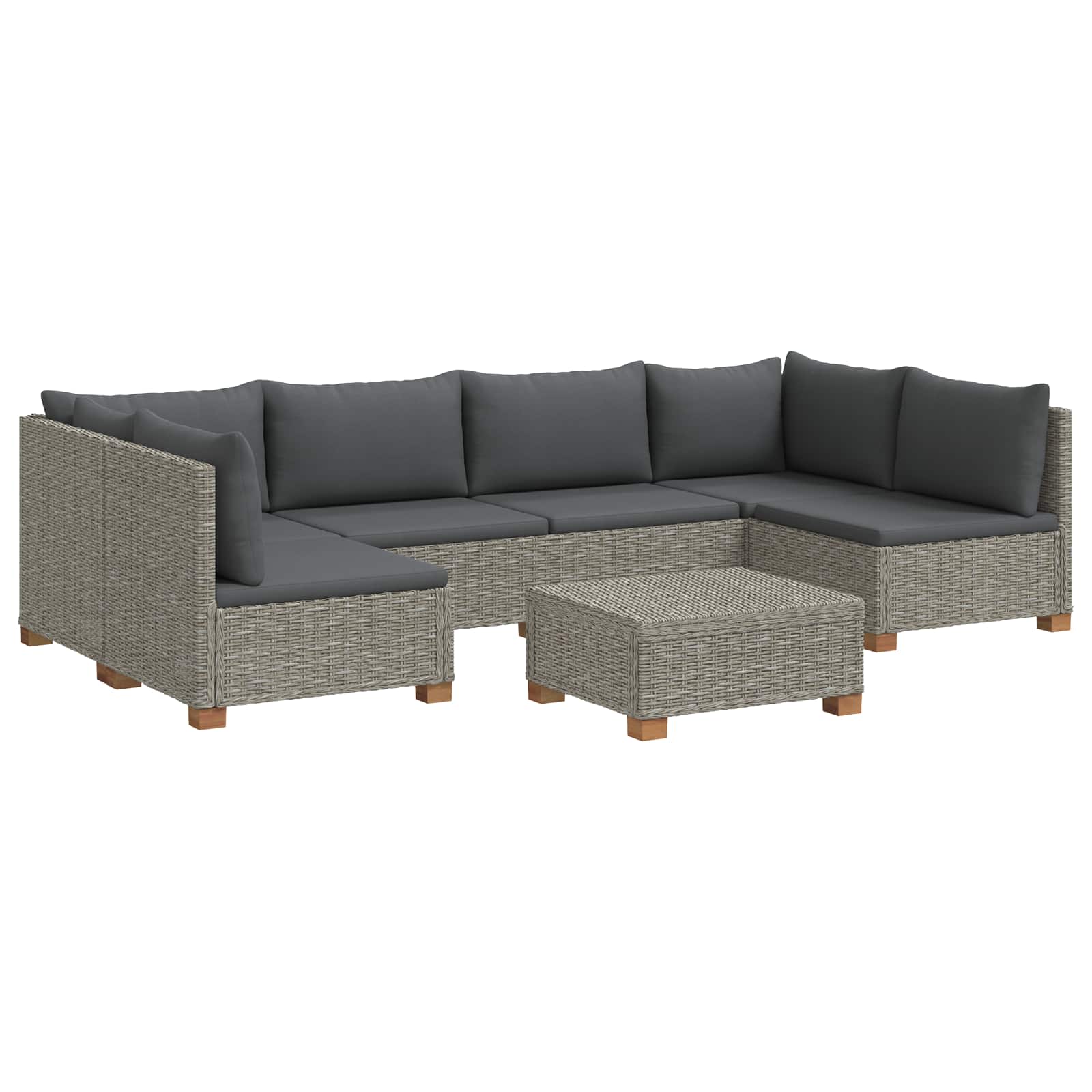 vidaXL 7 st Rieten Loungeset met Kussens GENDT Natuurlijk rattan