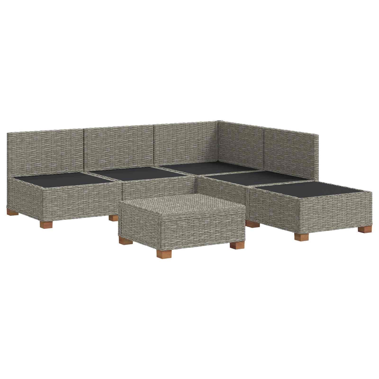 vidaXL 6 st Rieten Loungeset met Kussens GENDT Natuurlijk rattan