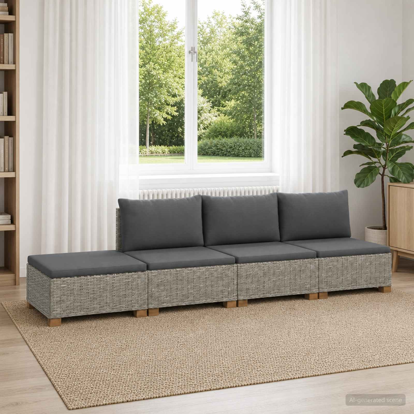 vidaXL 4 st Rieten Loungeset met Kussens GENDT Natuurlijk rattan