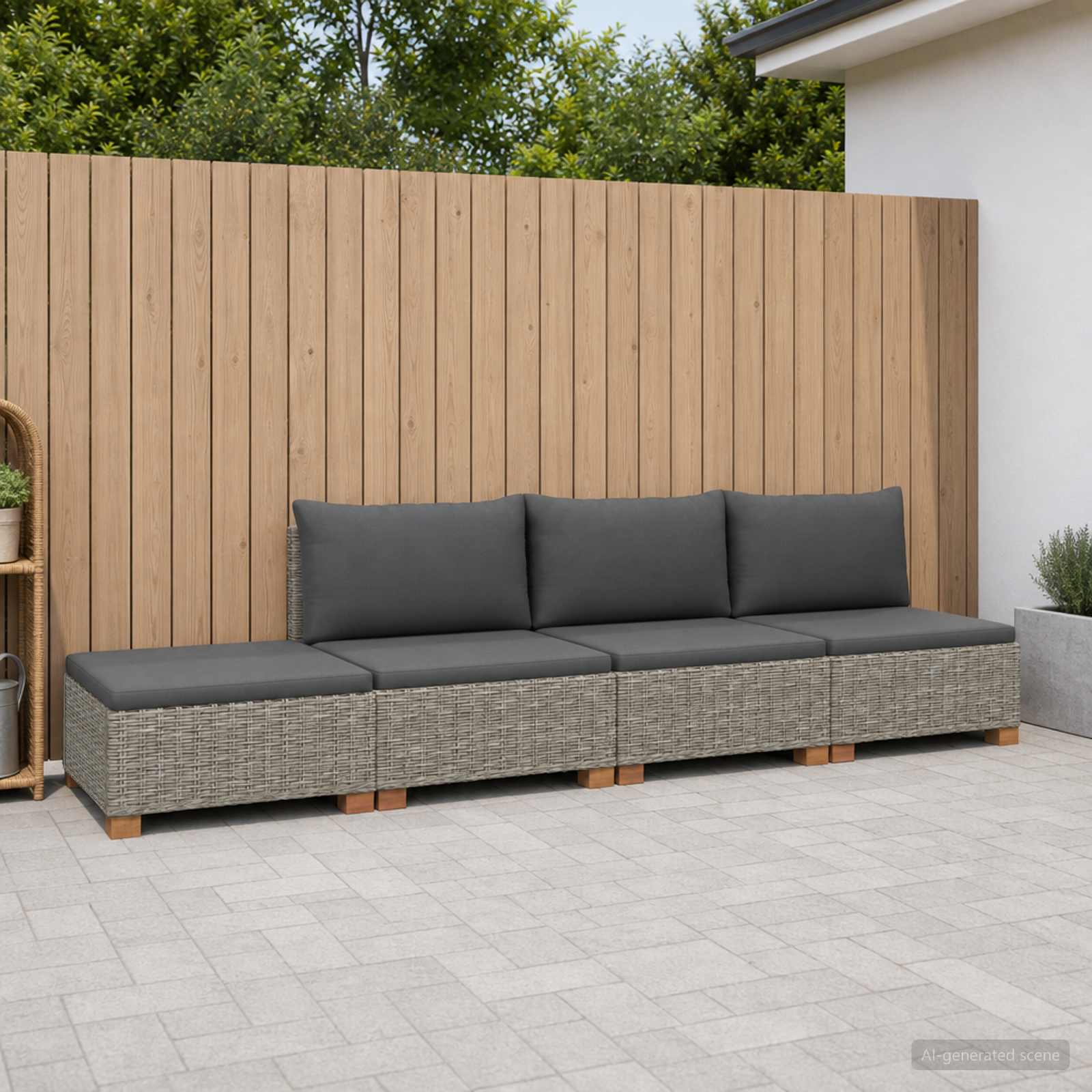 vidaXL 4 st Rieten Loungeset met Kussens GENDT Natuurlijk rattan