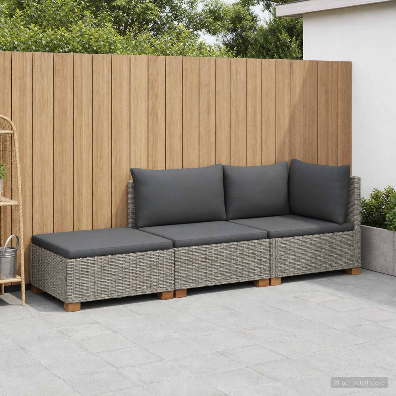 vidaXL 3 st Rieten Loungeset met Kussens GENDT Natuurlijk rattan