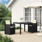 vidaXL Tuin eettafelset met kussen 3 pcs Antraciet- en crèmekleurig PP