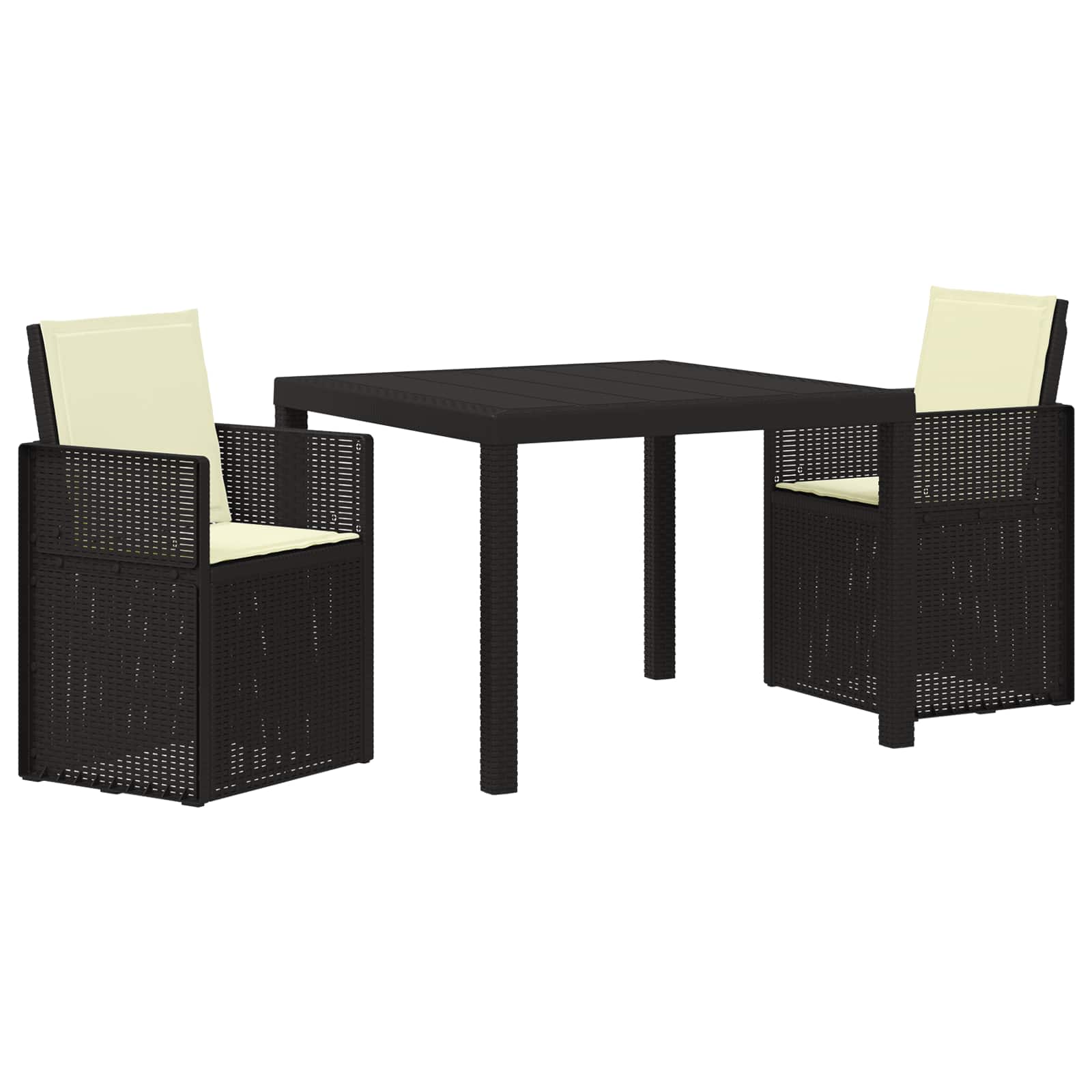 vidaXL Tuin eettafelset met kussen 3 pcs Antraciet- en crèmekleurig PP
