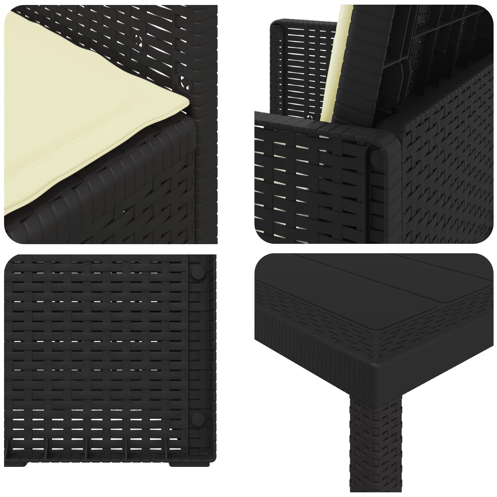 vidaXL Tuin eettafelset met kussen 3 pcs Antraciet- en crèmekleurig PP