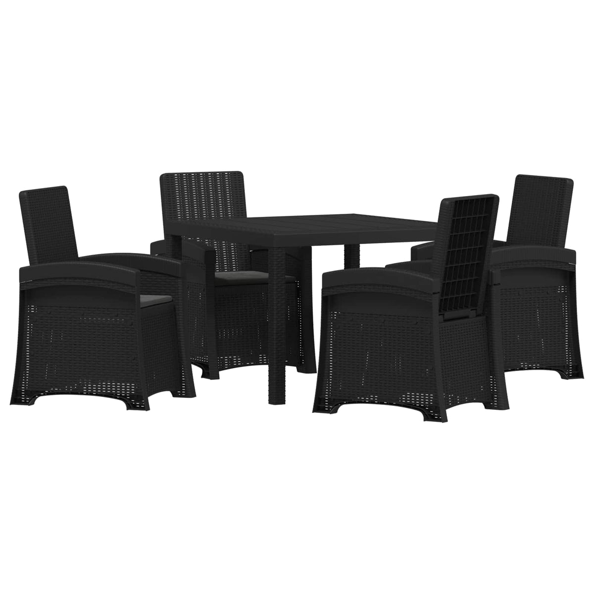 vidaXL Tuin eettafelset 5 st Antraciet- en crèmekleurig PP