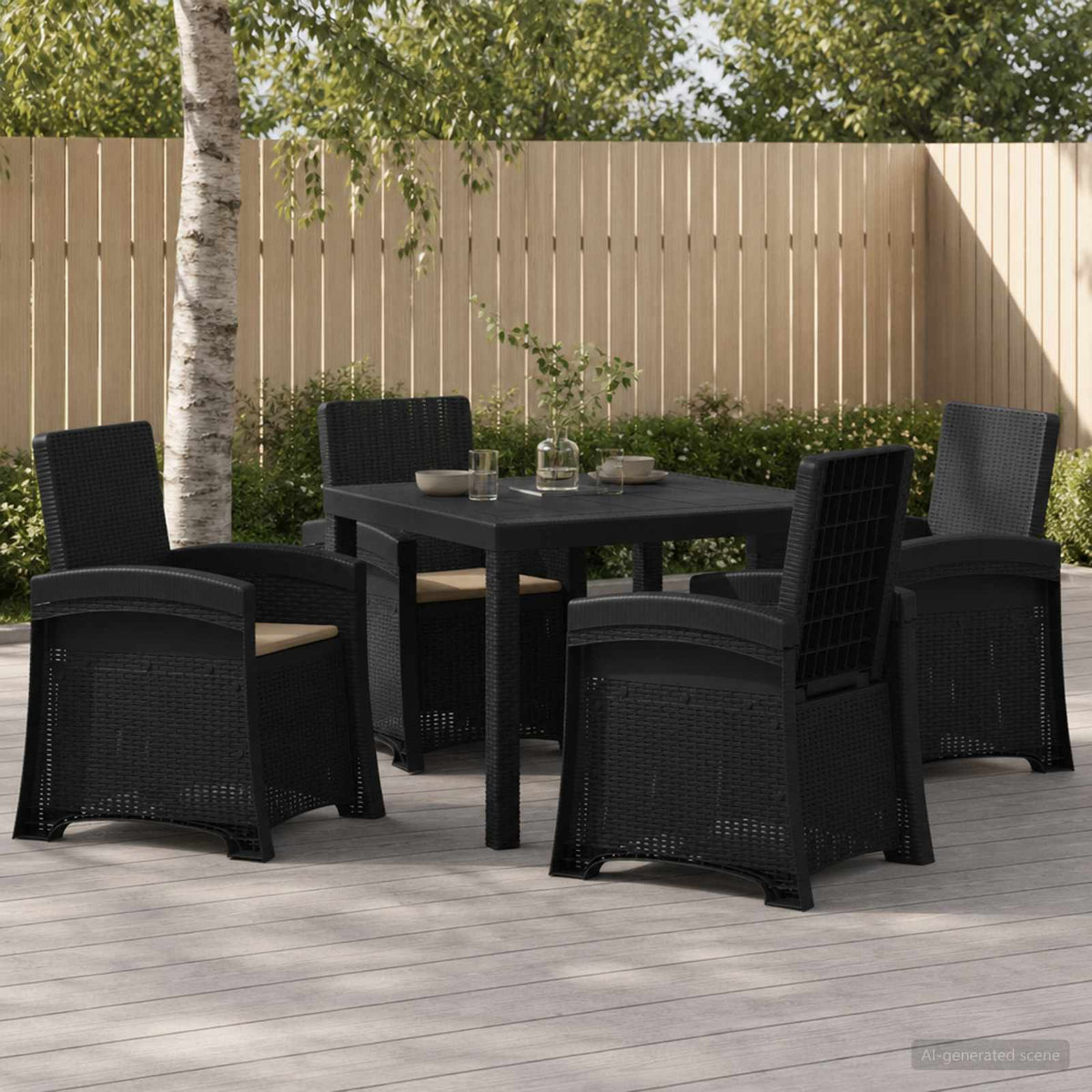 vidaXL Tuin eettafelset 5 st Antraciet- en crèmekleurig PP