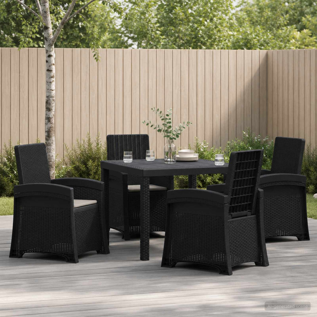vidaXL Tuin eettafelset 5 st Antraciet- en crèmekleurig PP