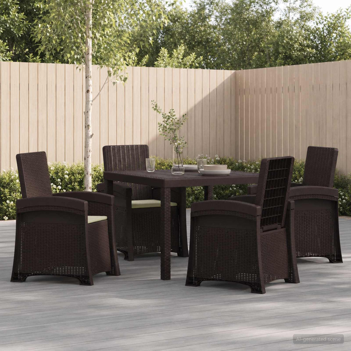 vidaXL Tuin eettafelset 5 st Antraciet- en crèmekleurig PP