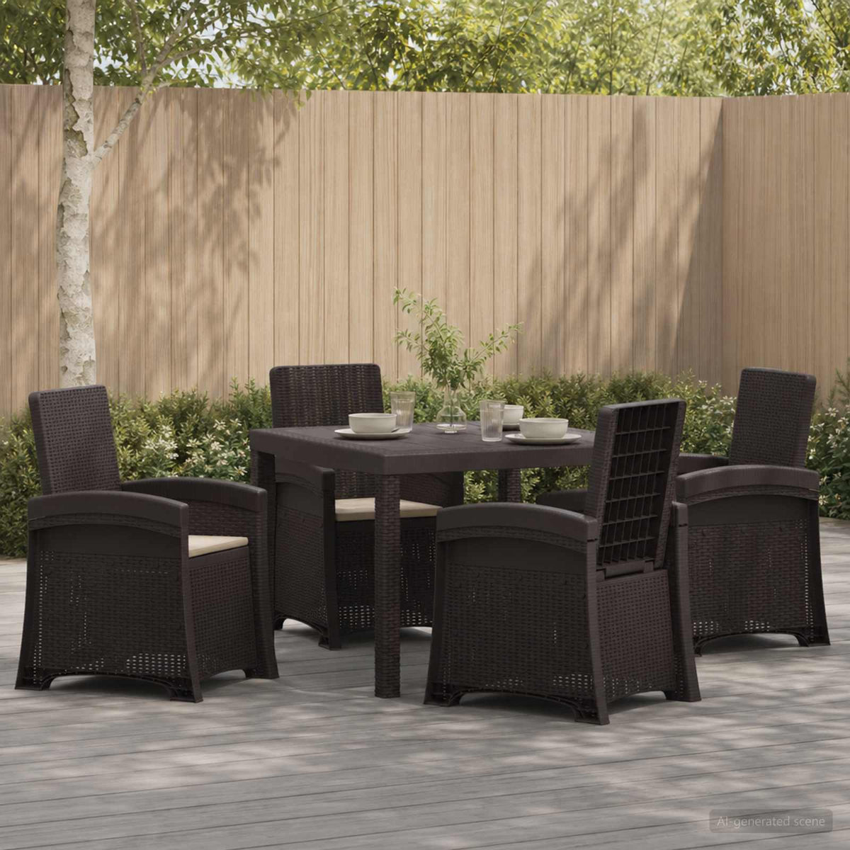vidaXL Tuin eettafelset 5 st Antraciet- en crèmekleurig PP