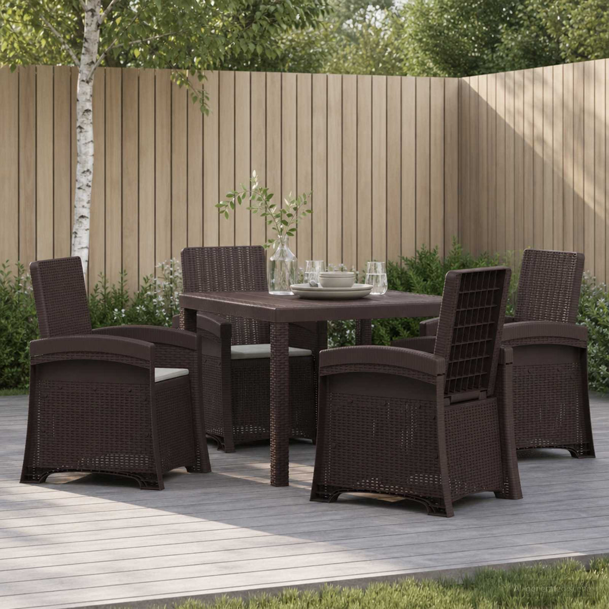 vidaXL Tuin eettafelset 5 st Antraciet- en crèmekleurig PP
