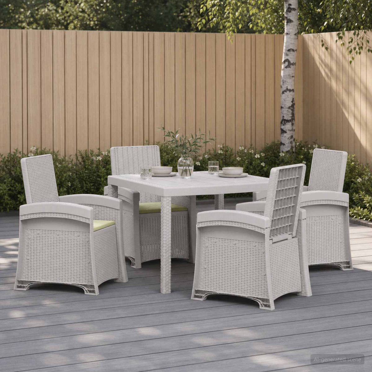 vidaXL Tuin eettafelset 5 st Antraciet- en crèmekleurig PP