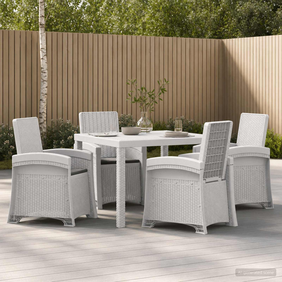 vidaXL Tuin eettafelset 5 st Antraciet- en crèmekleurig PP