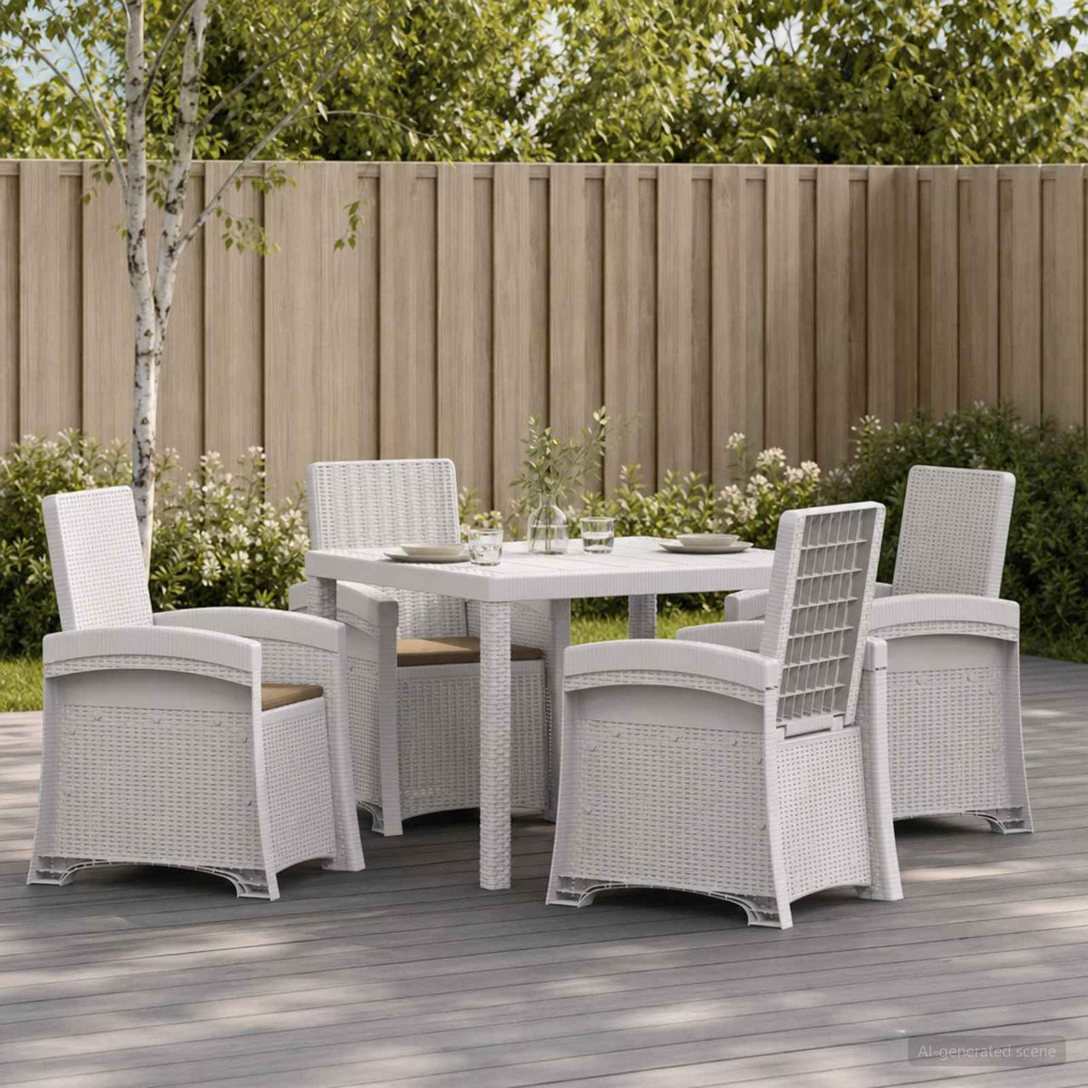 vidaXL Tuin eettafelset 5 st Antraciet- en crèmekleurig PP